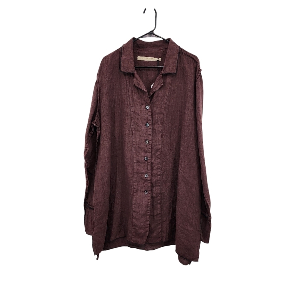 Cynthia Ashby Women's 100% Linen Button Front Cuffed Jacket - L